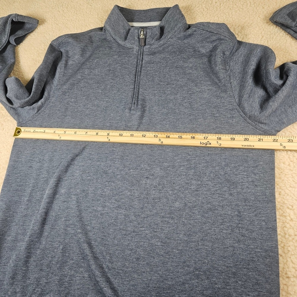 Mizzen+Main Quarter Zip Pullover Mens L Blue Heather Stretch Knit Coastal Preppy - Picture 10 of 15